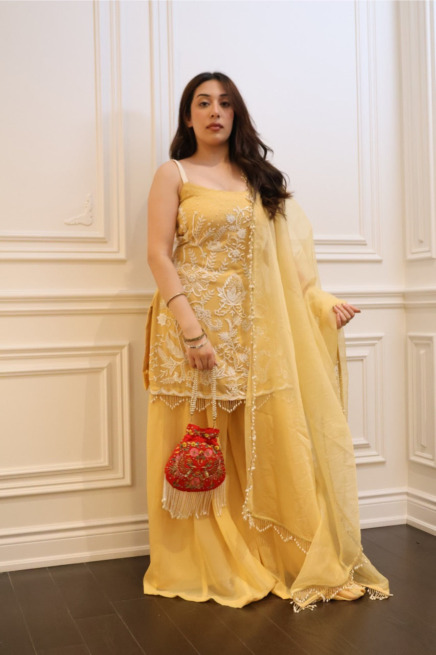 Mustard Bloom Sharara Set