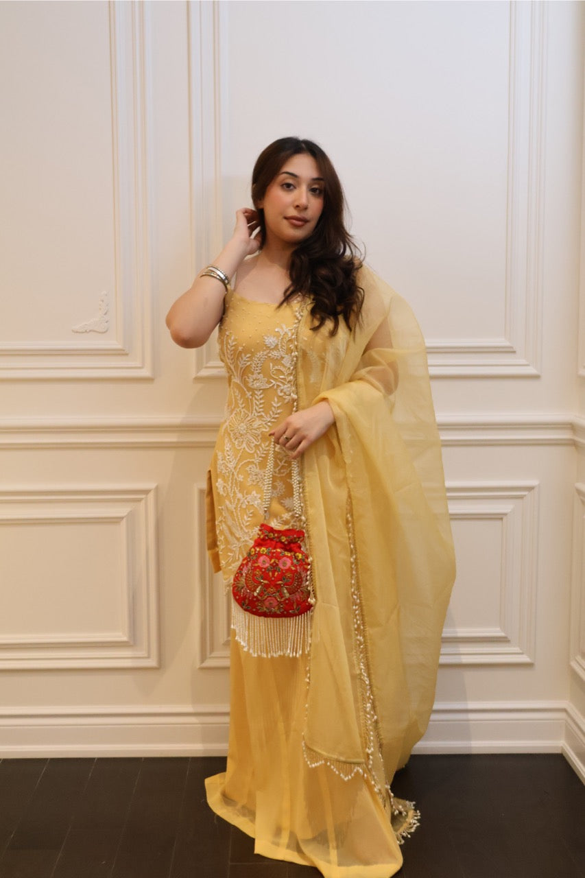 Mustard Bloom Sharara Set