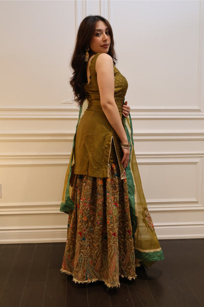 Olive Lumière Sharara Set