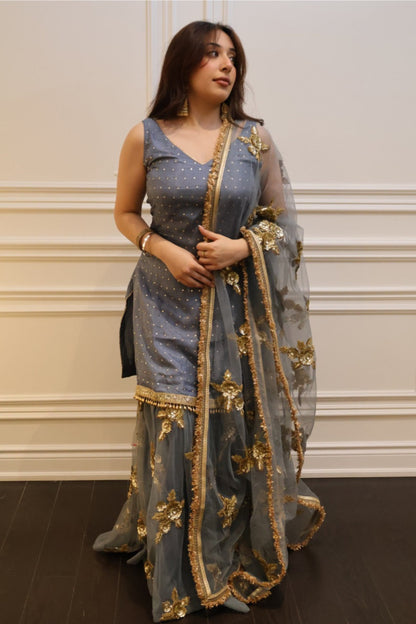 Bleu Étoile Sharara Set