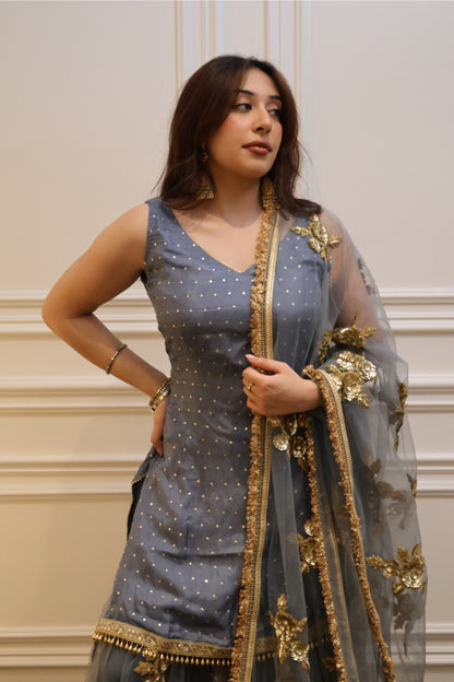 Bleu Étoile Sharara Set