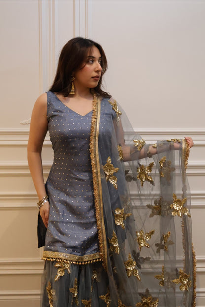 Bleu Étoile Sharara Set