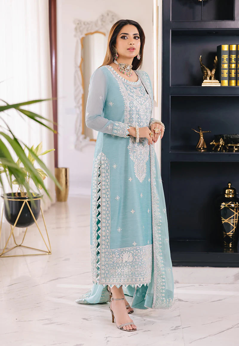 Sky Blue Embroidered Suit - Dorie