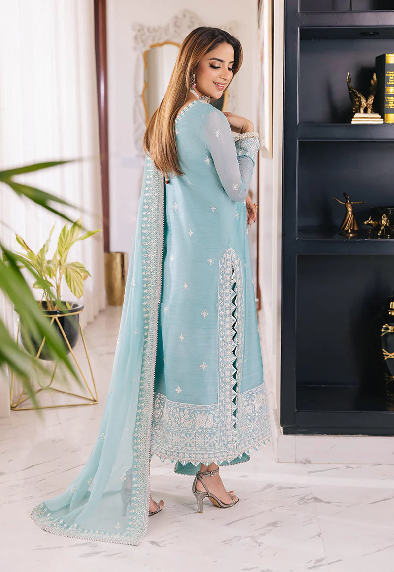 Sky Blue Embroidered Suit - Dorie