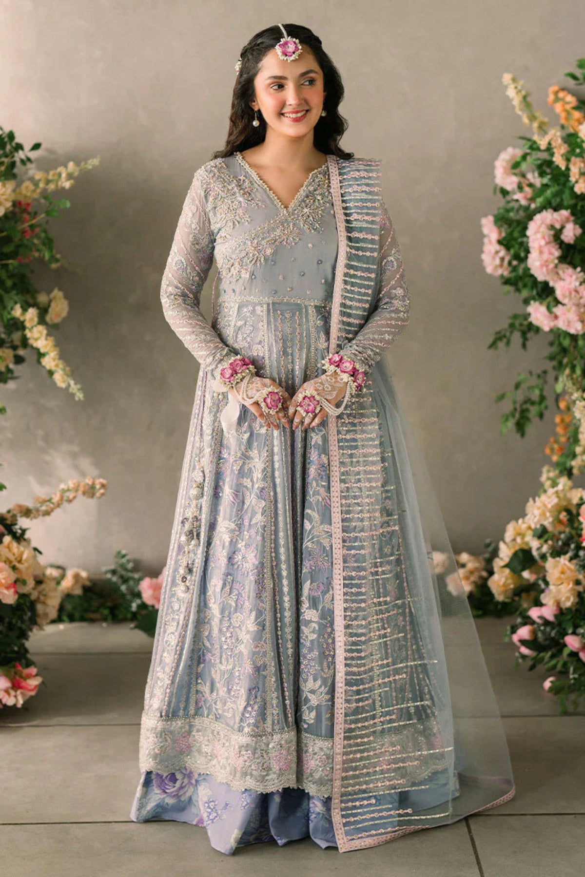 Blue Embroidered Anarkali - Dorie