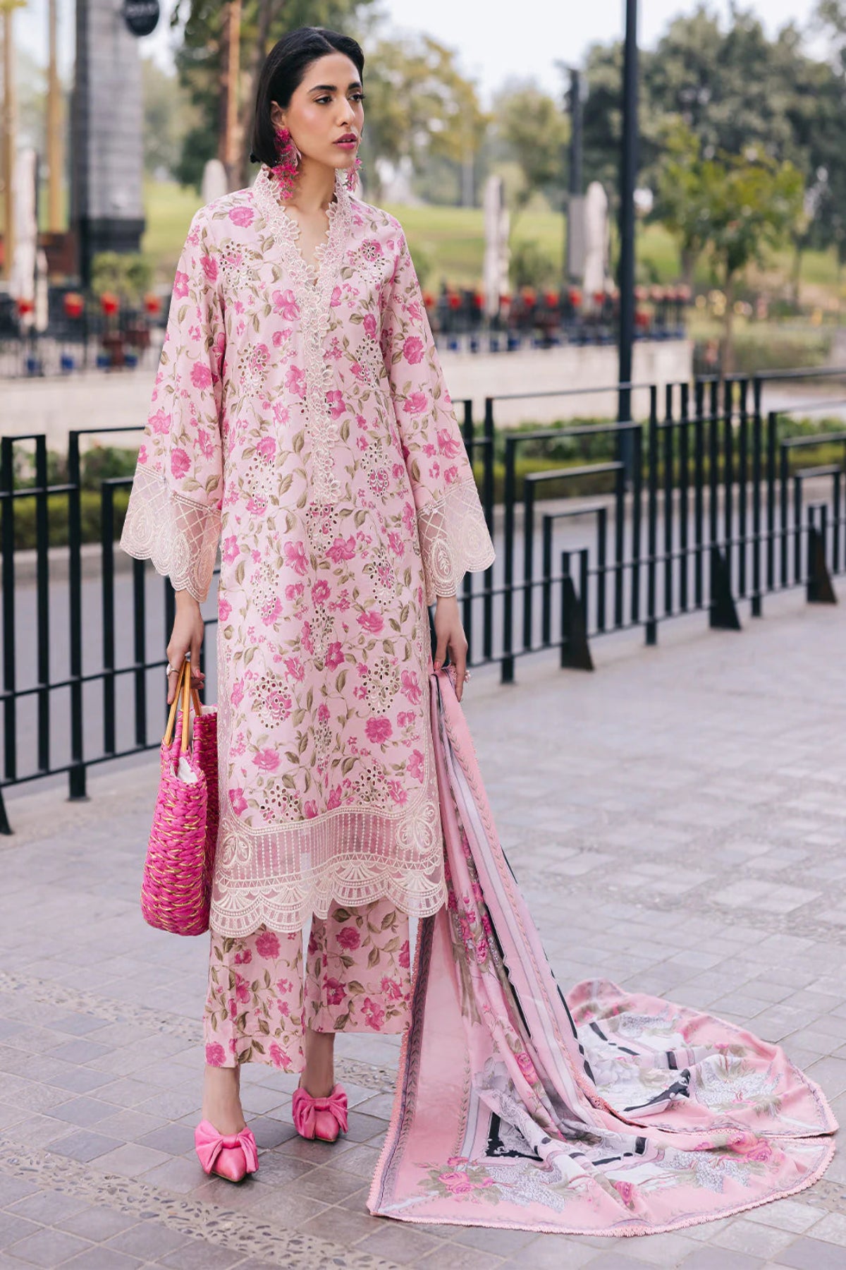 Pink Floral Printed Suit - Dorie