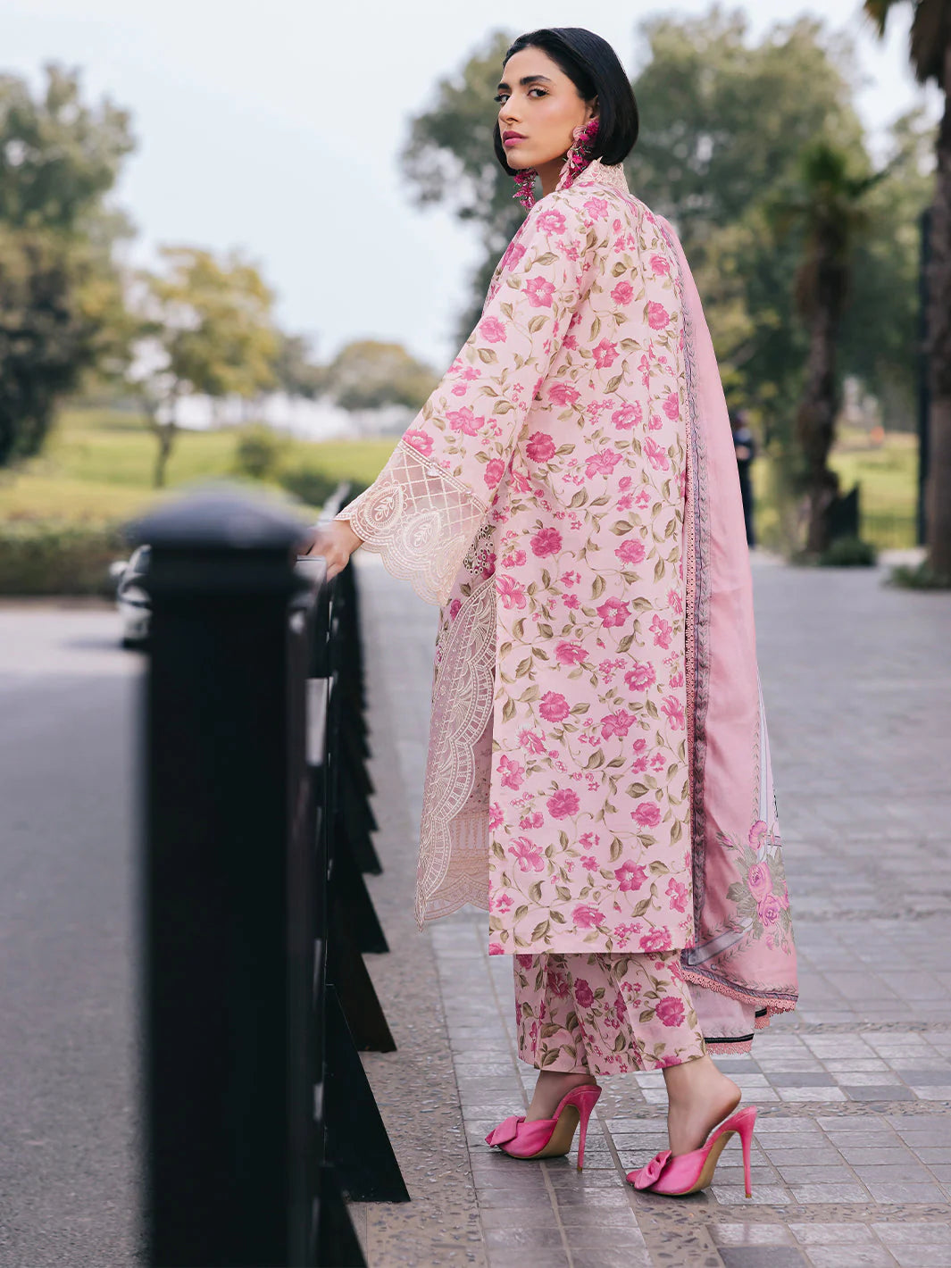 Pink Floral Printed Suit - Dorie