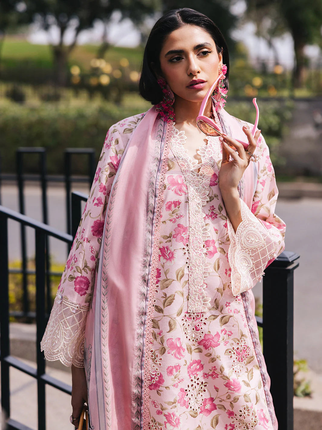 Pink Floral Printed Suit - Dorie