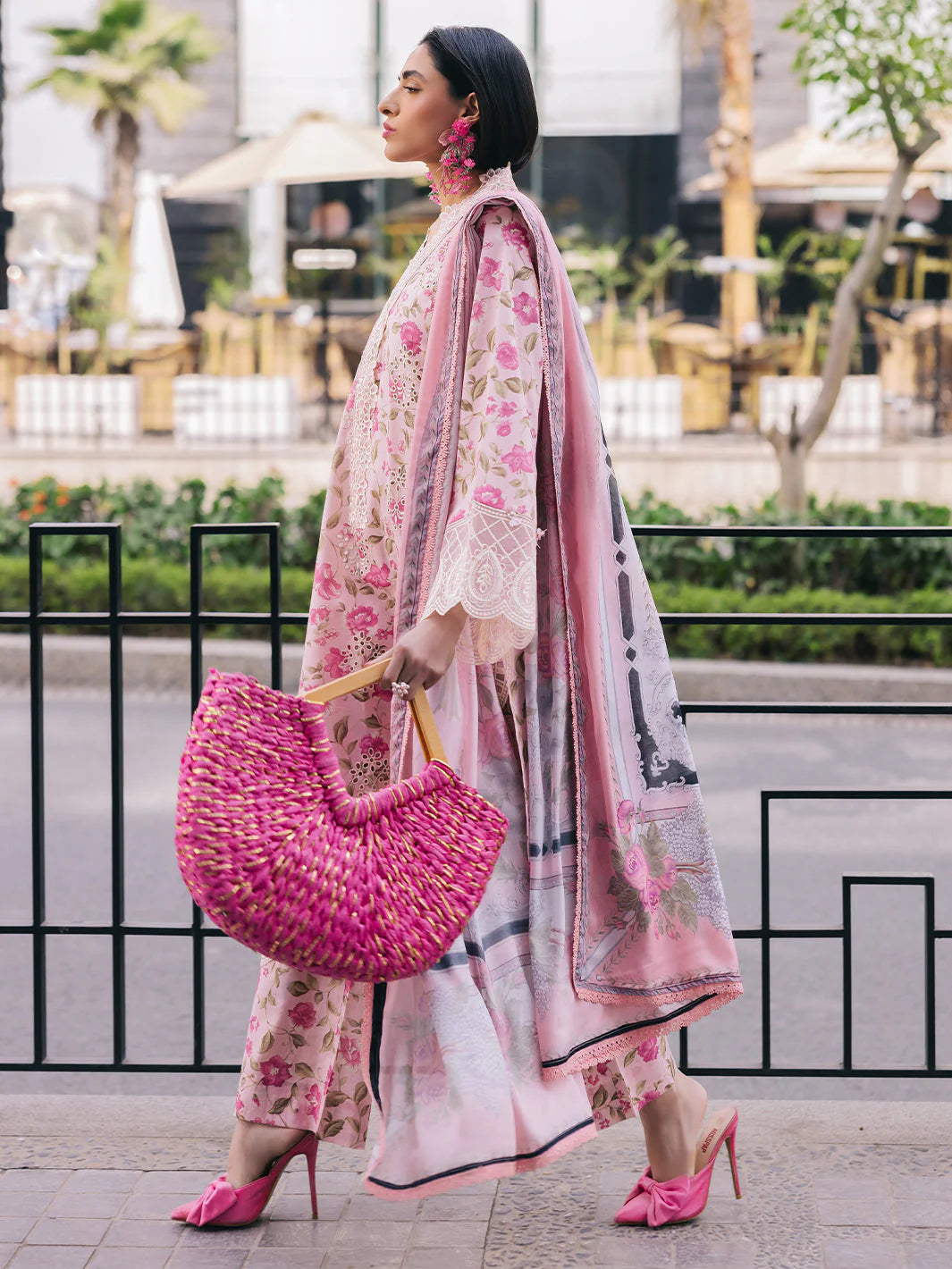 Pink Floral Printed Suit - Dorie