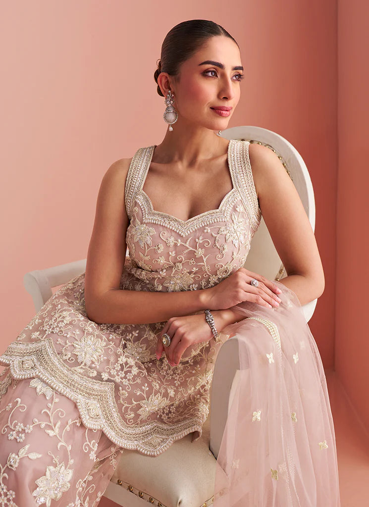 Blush Petal Scallop Sharara Set