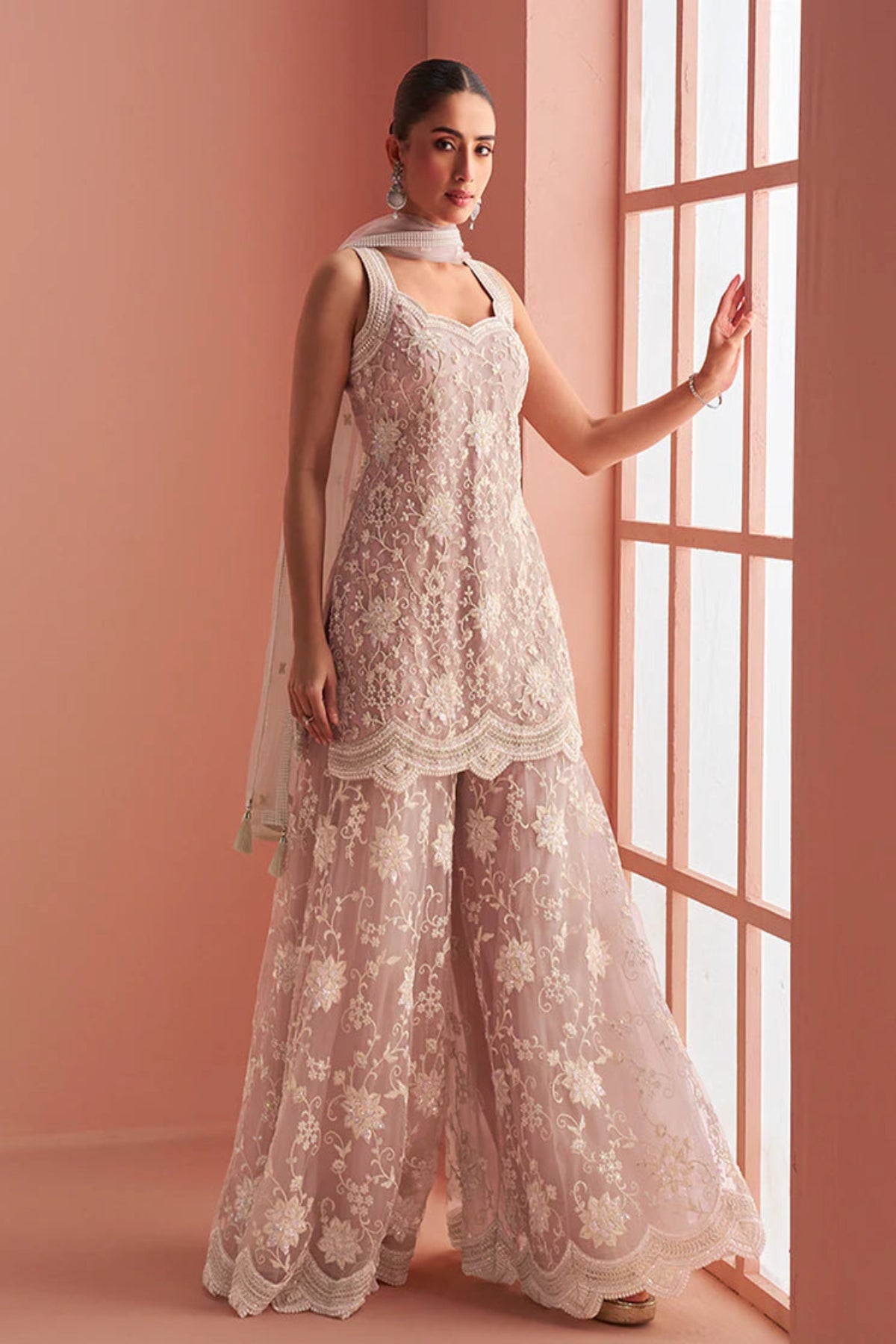 Blush Petal Scallop Sharara Set