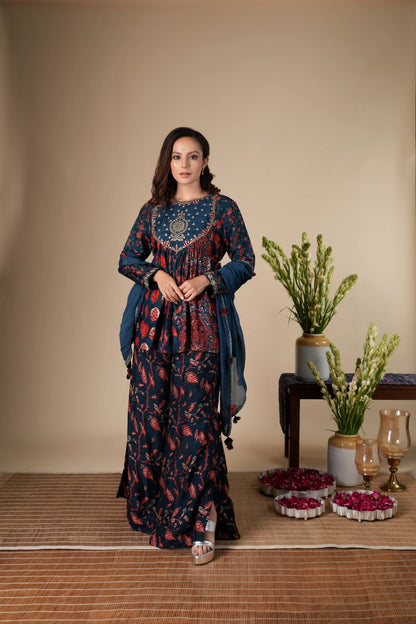 Midnight Aster Sharara Set
