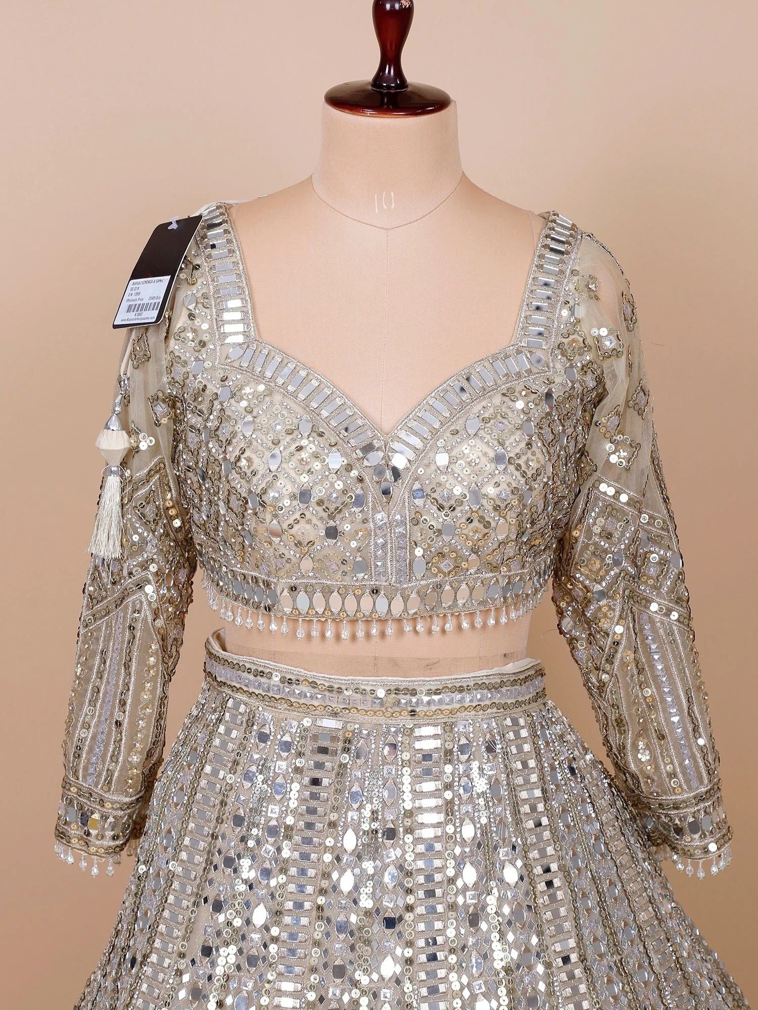 Silver Mirror Work Lehenga Set
