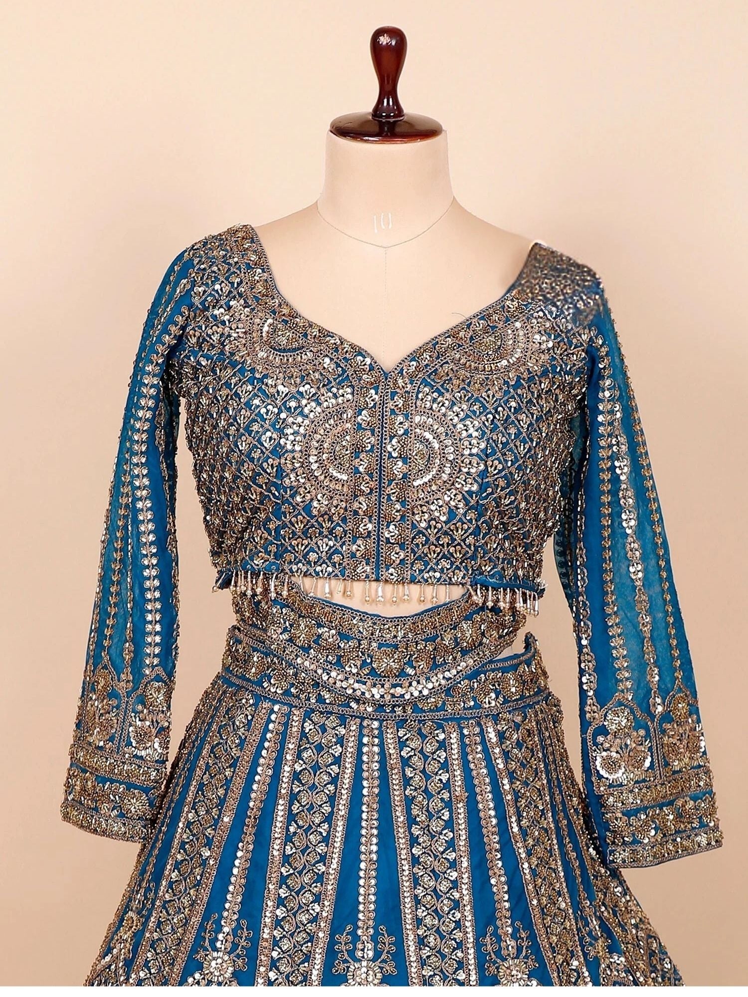 Azure Blue Embroidered Lehenga