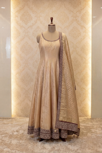 Champagne Shimmer Silk Anarkali Set