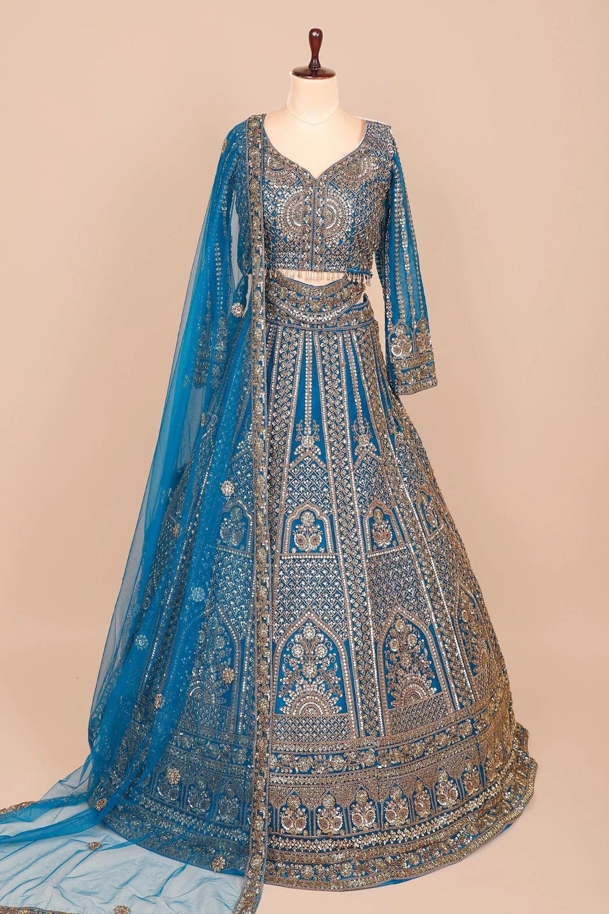Azure Blue Embroidered Lehenga