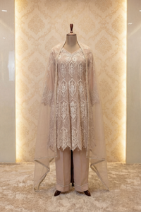 Blush Pearl-Embroidered Short Anarkali Set