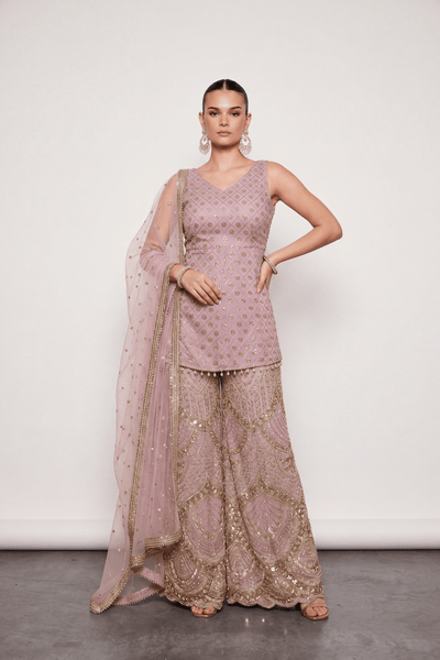 Amara Blush Peplum Sharara Set