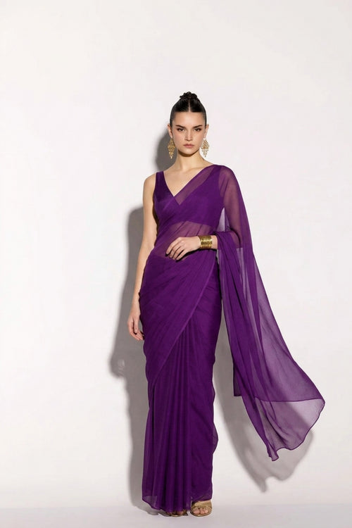 Amethyst Pre-Pleated Saree - Dorie Atelier
