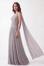 Ardoise Draped Gown - Dorie Atelier