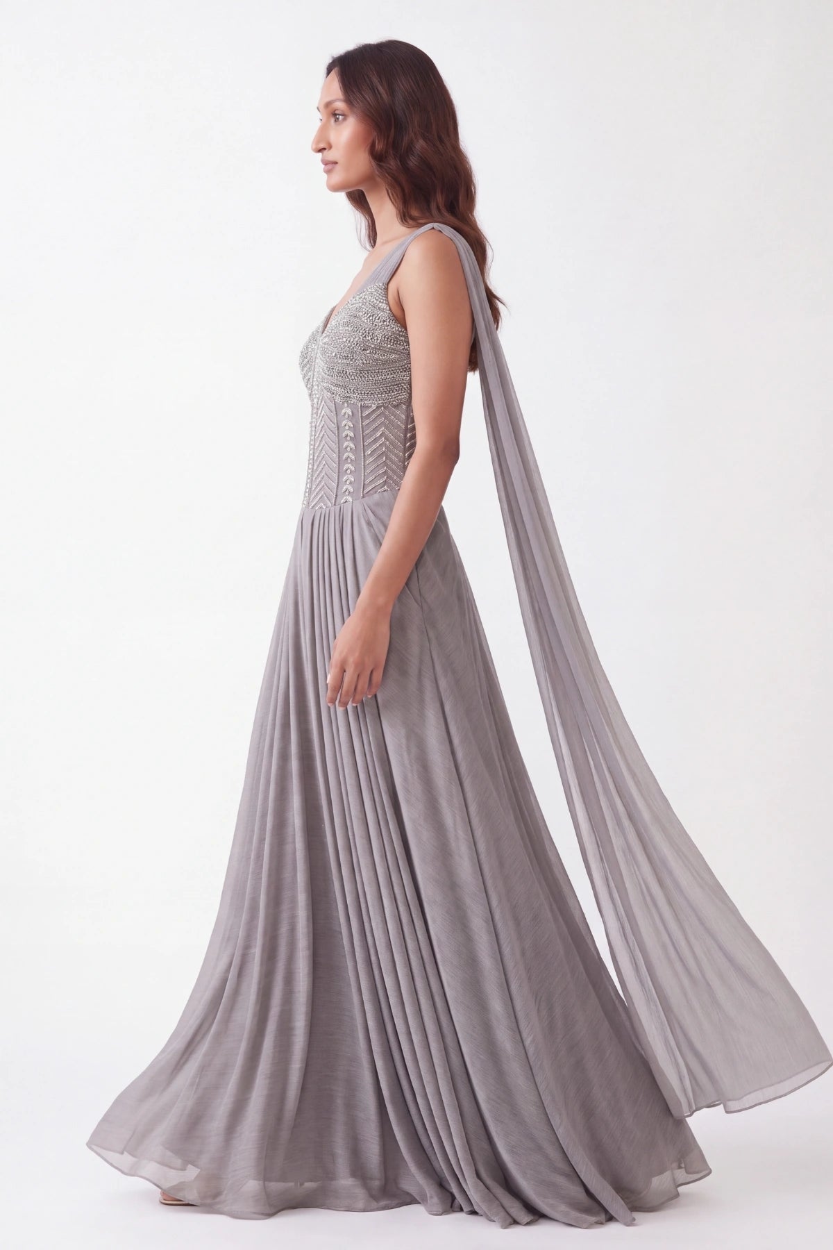 Ardoise Draped Gown - Dorie Atelier