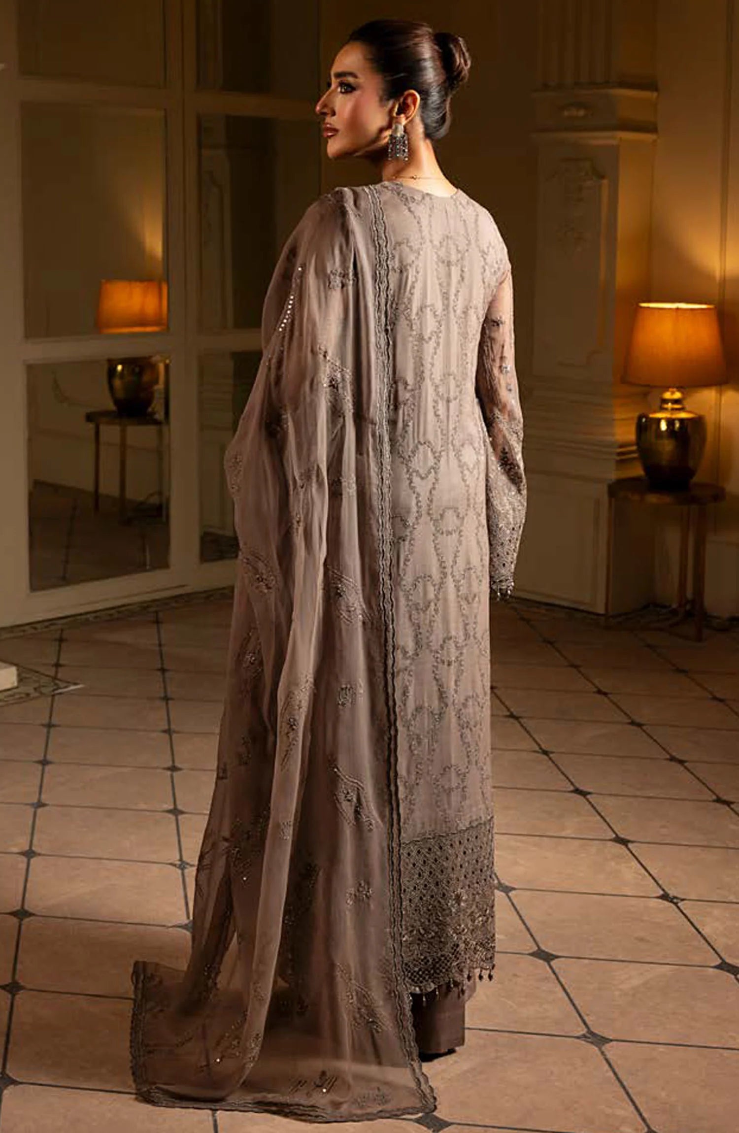 Grey Embroidered Suit - Dorie