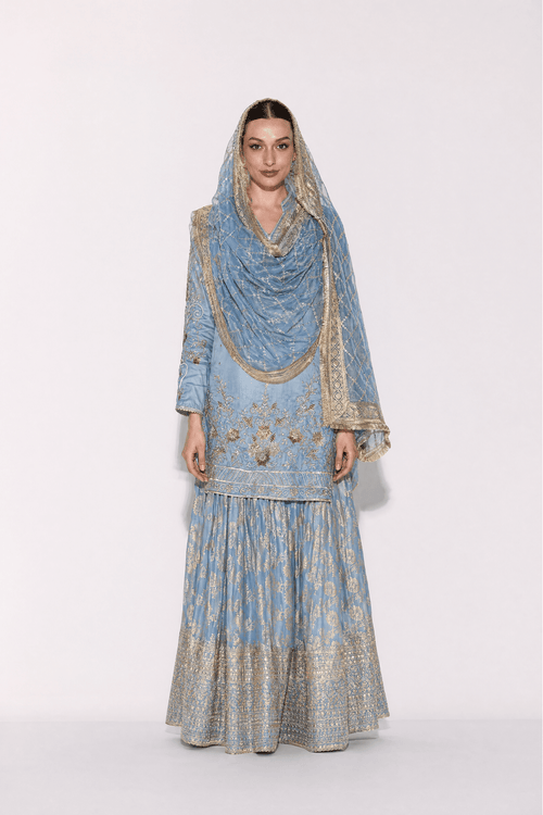 Azure Heirloom Sharara Set - Dorie Atelier