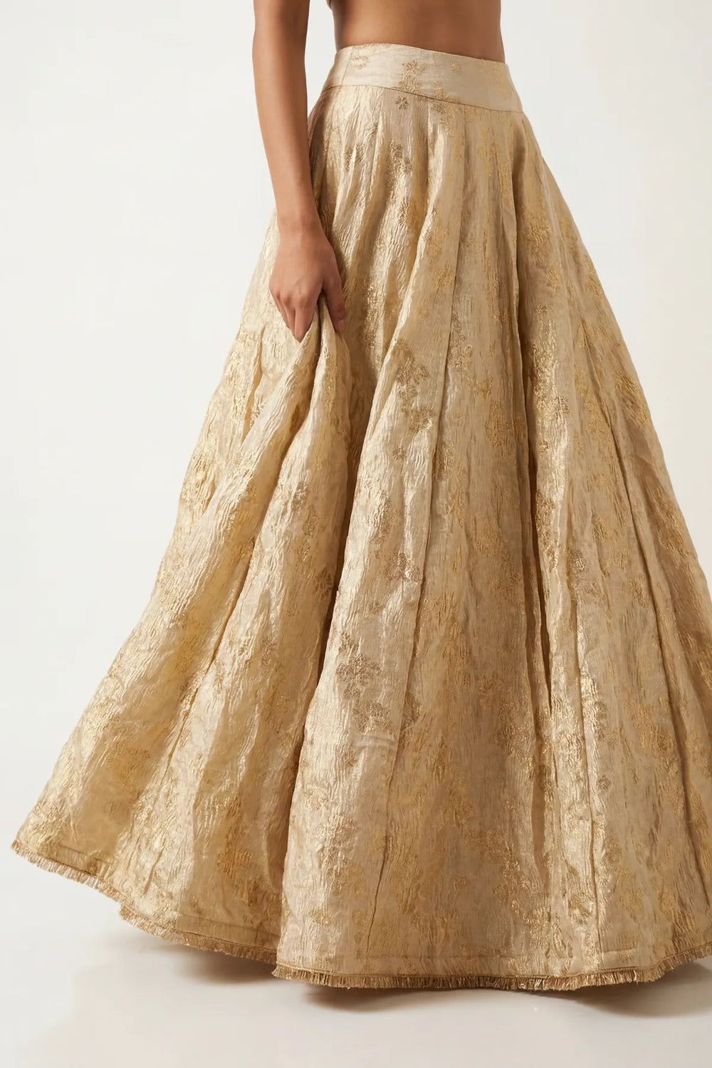 Banarasi Crush Tissue Lehenga Skirt - Dorie Atelier