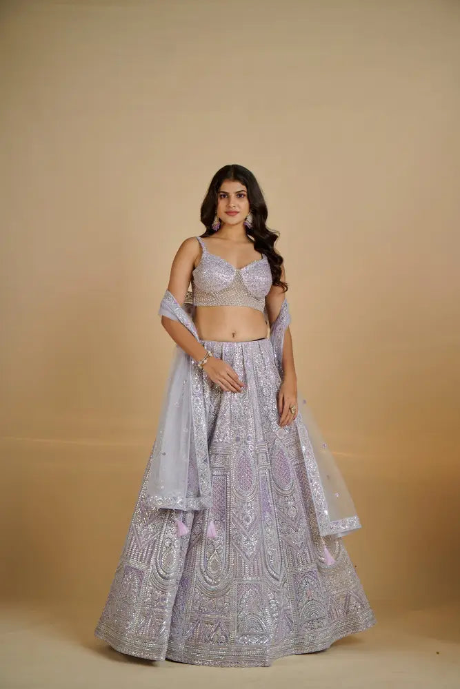 Silver Lilac Lehenga