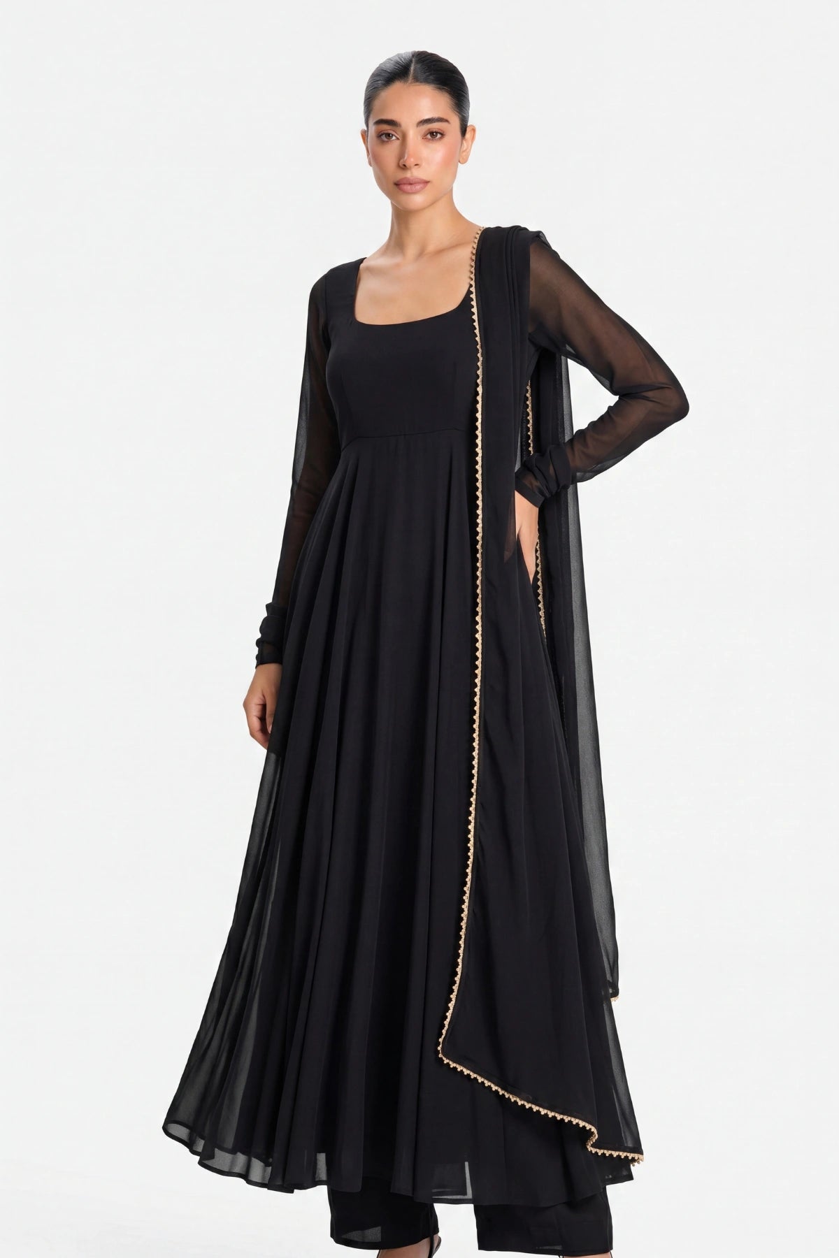 Black Anarkali Set