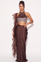 Cacao Crystal Halter Co-ord Set - Dorie Atelier