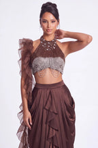 Cacao Crystal Halter Co-ord Set - Dorie Atelier
