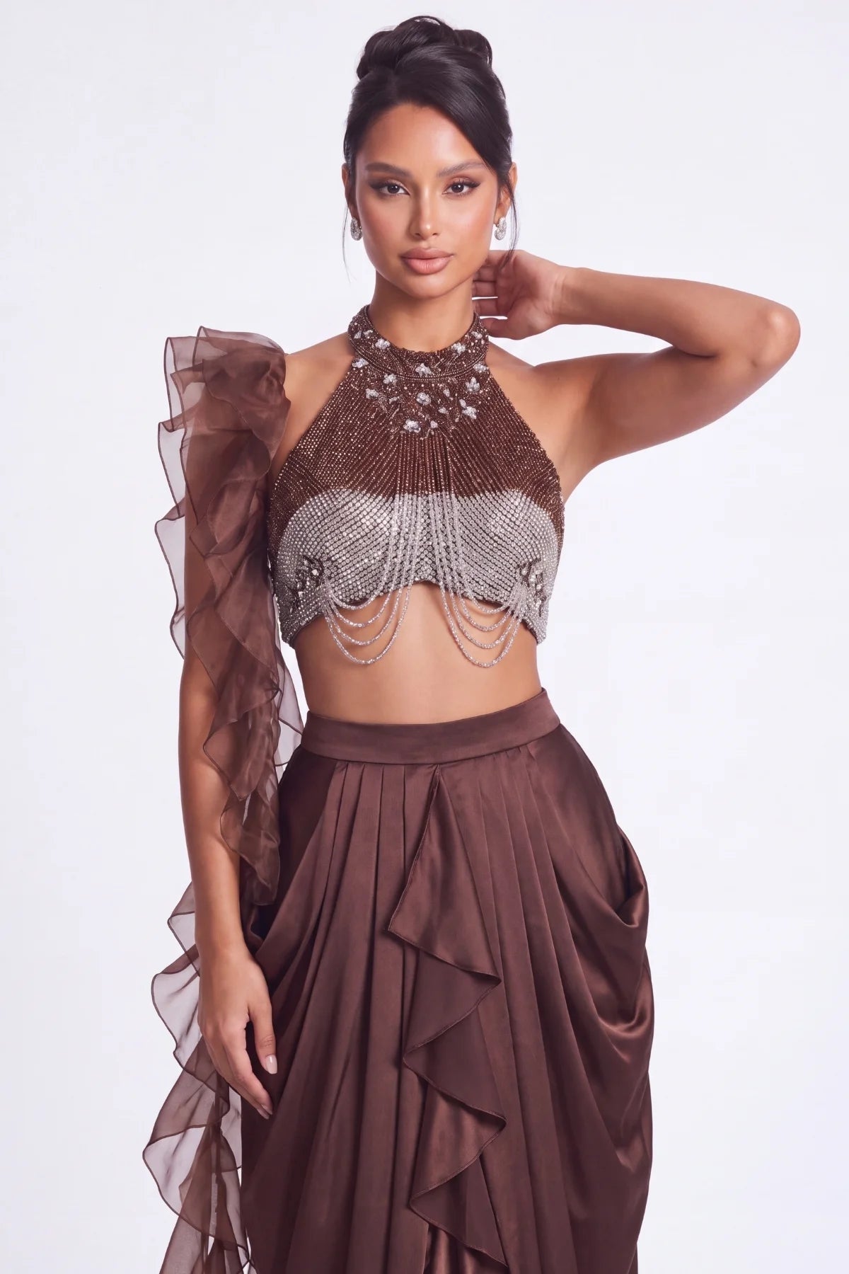 Cacao Crystal Halter Co-ord Set - Dorie Atelier