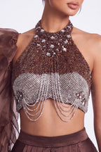 Cacao Crystal Halter Co-ord Set - Dorie Atelier