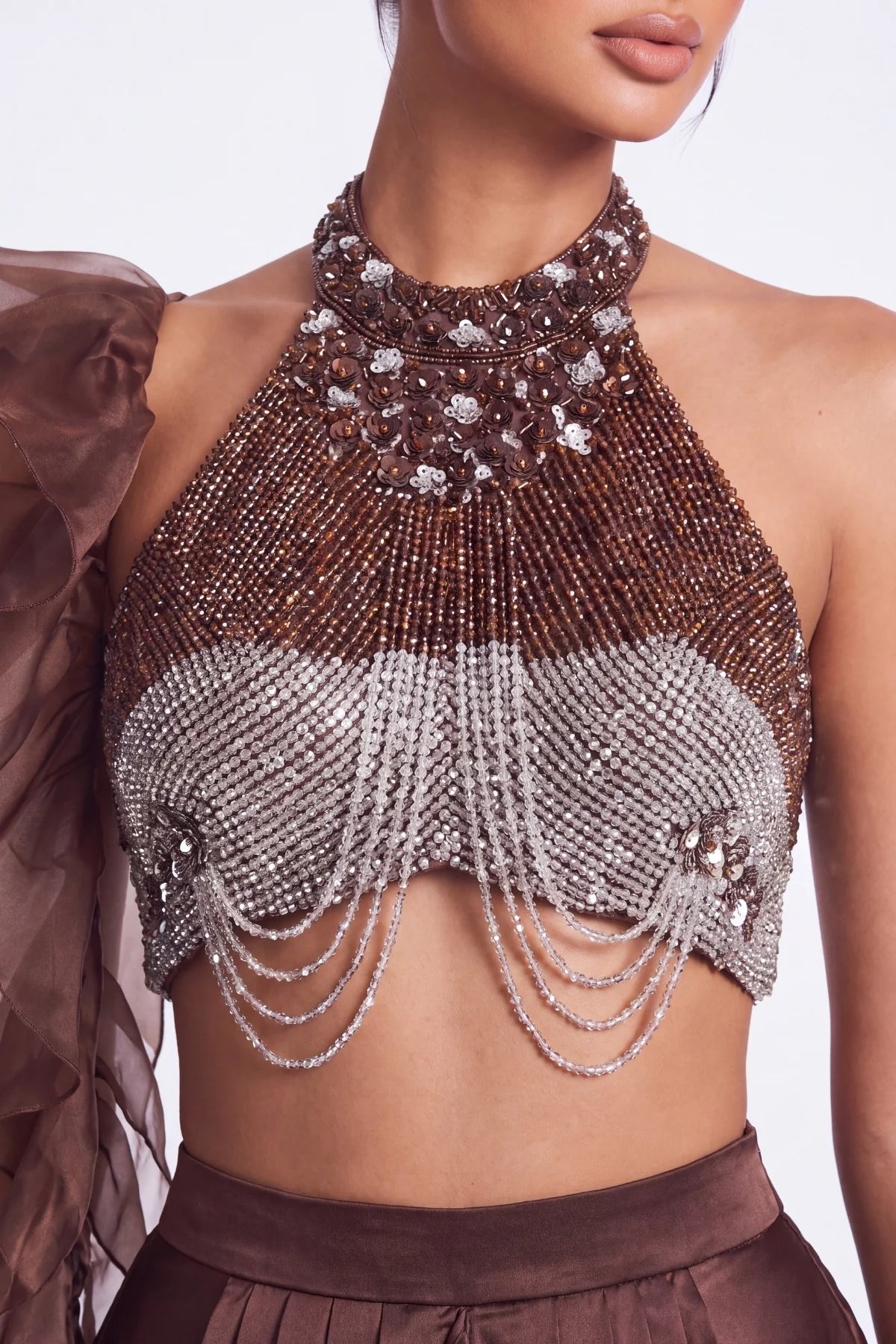 Cacao Crystal Halter Co-ord Set - Dorie Atelier