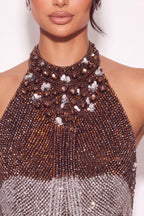 Cacao Crystal Halter Co-ord Set - Dorie Atelier