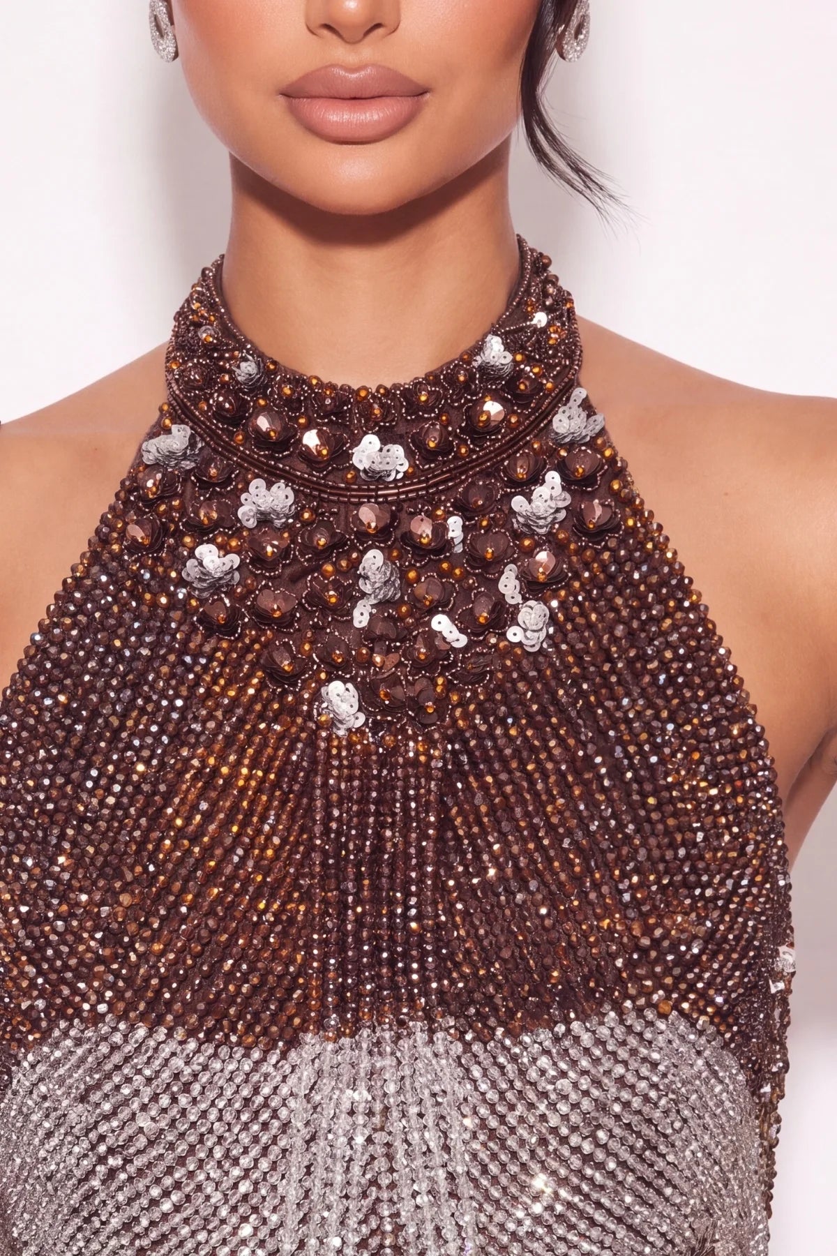 Cacao Crystal Halter Co-ord Set - Dorie Atelier