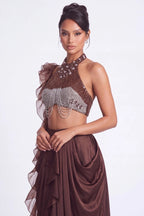 Cacao Crystal Halter Co-ord Set - Dorie Atelier