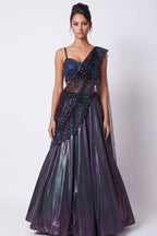 Cassis Lehenga Saree - Dorie Atelier