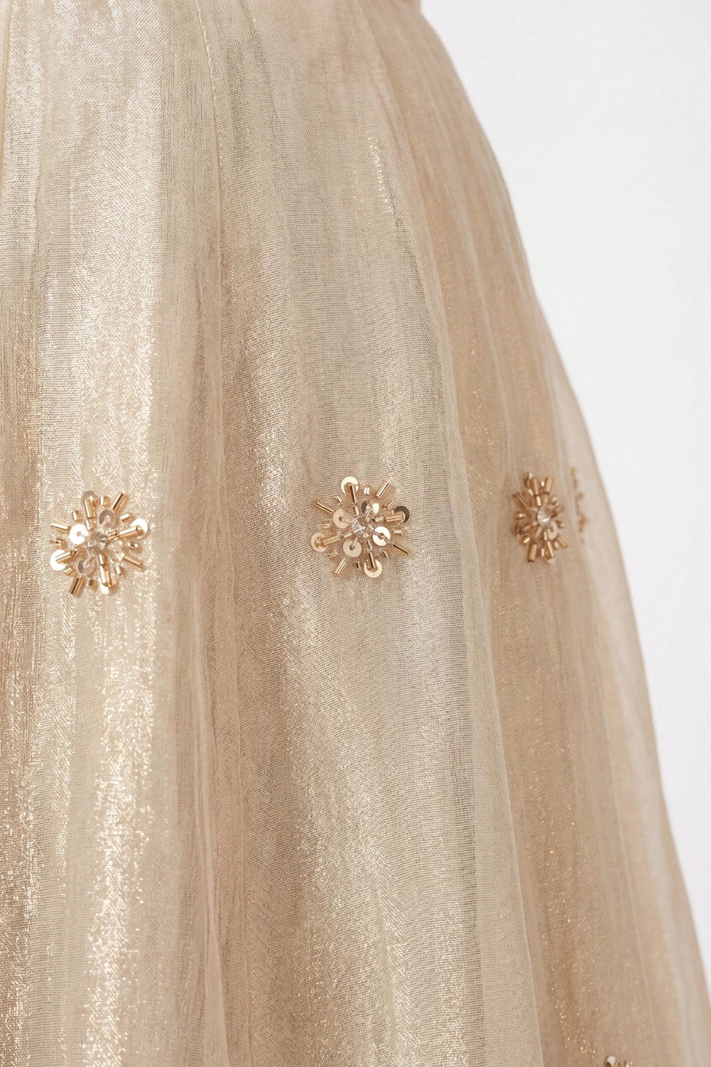 Champagne Gold Tissue Organza Lehenga Skirt - Dorie Atelier