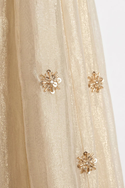 Champagne Gold Tissue Organza Lehenga Skirt - Dorie Atelier