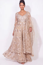 Champagne Panache Sharara Set - Dorie Atelier