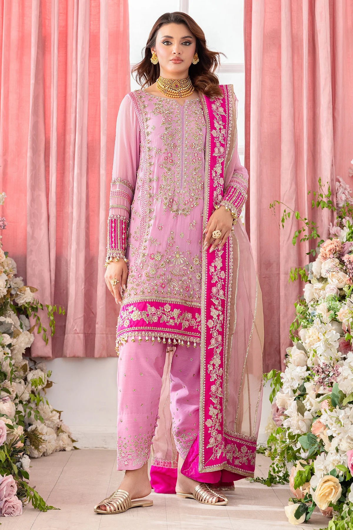 Blush Pink Embroidered Suit - Dorie