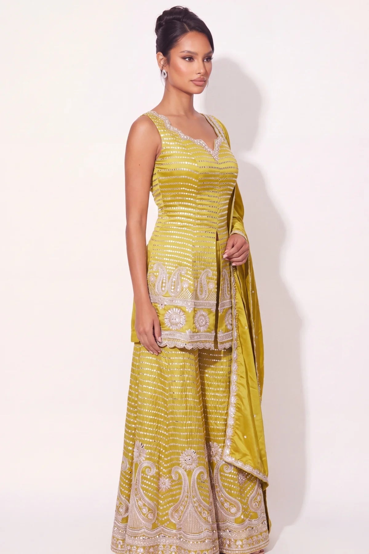 Chartreuse Sharara Suit - Dorie Atelier