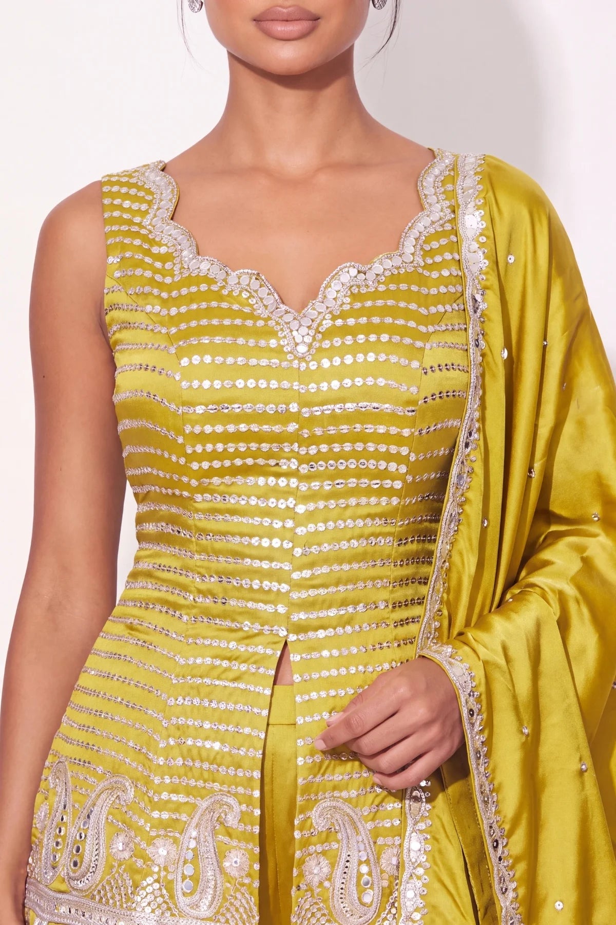 Chartreuse Sharara Suit - Dorie Atelier