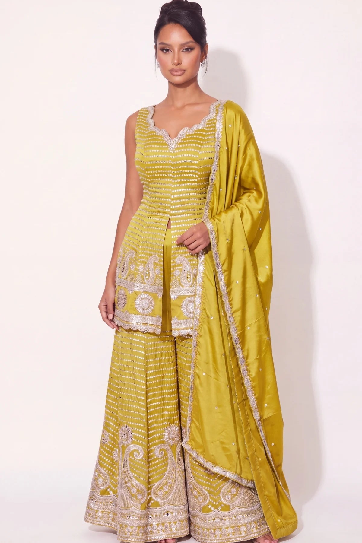 Chartreuse Sharara Suit - Dorie Atelier
