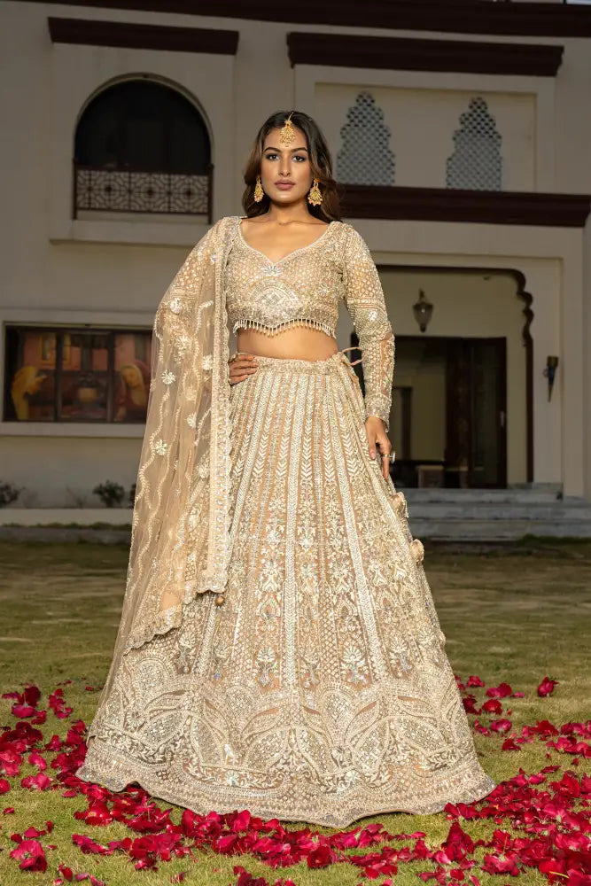 Champagne Net Lehenga