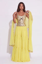 Citron Sharara Set - Dorie Atelier