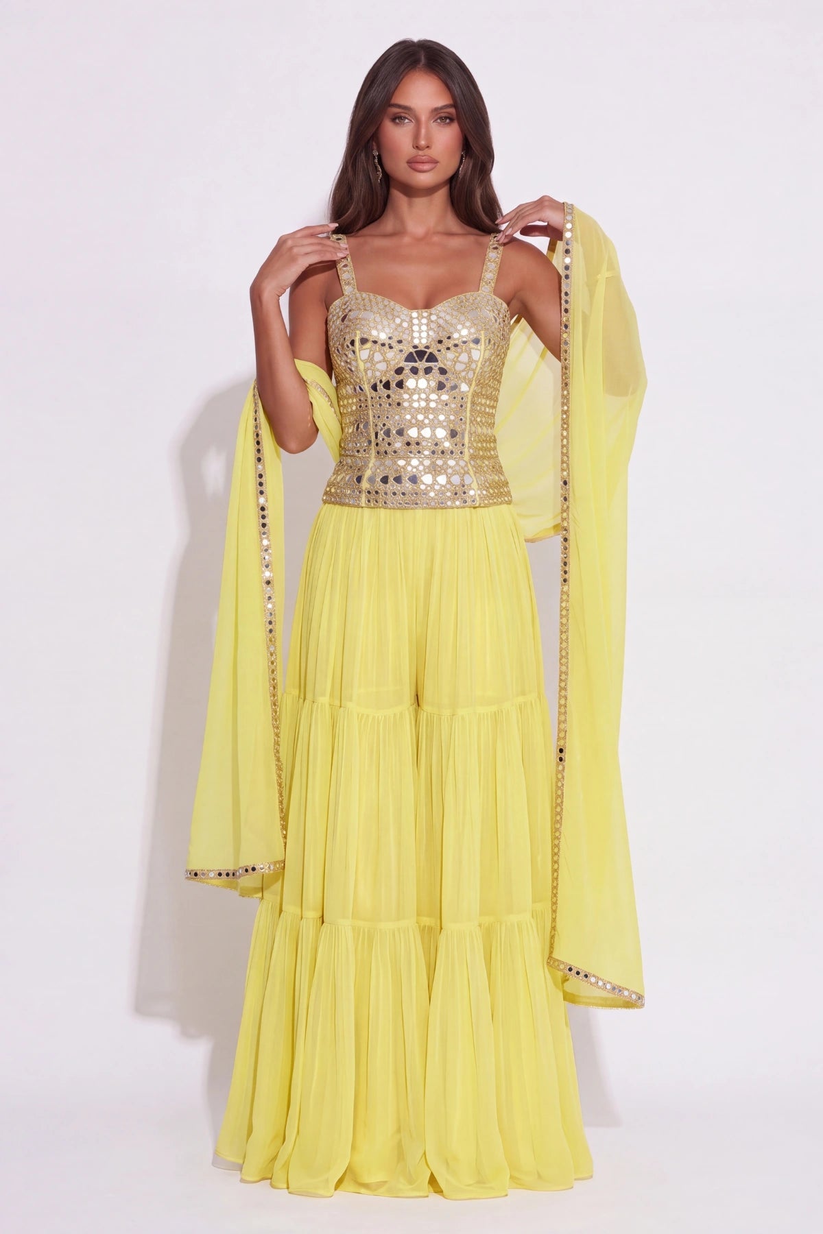 Citron Sharara Set - Dorie Atelier