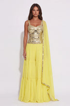Citron Sharara Set - Dorie Atelier